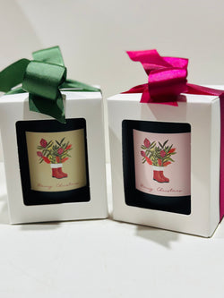 Floral boot Christmas candle